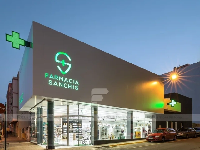 Black White Dermocosmetic Pharmacy Interior and Storefront