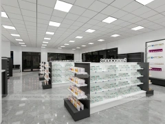Black White Pharmacy Retail Shelving and Island Gondola