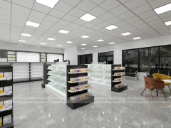 Black White Pharmacy Retail Shelving and Island Gondola