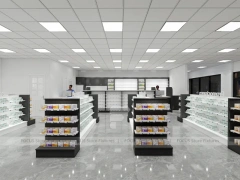 Black White Pharmacy Retail Shelving and Island Gondola