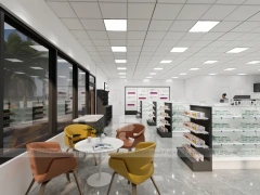 Black White Pharmacy Retail Shelving and Island Gondola