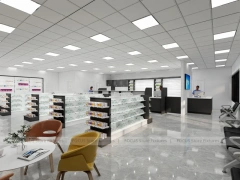 Black White Pharmacy Retail Shelving and Island Gondola