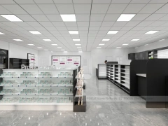 Black White Pharmacy Retail Shelving and Island Gondola