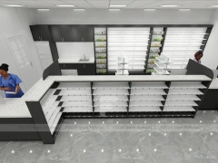Black White Pharmacy Retail Shelving and Island Gondola