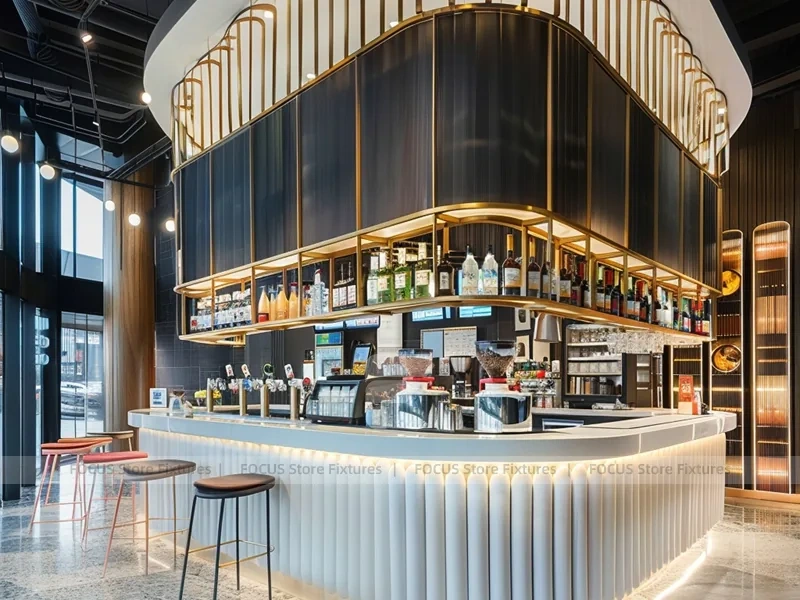 Black White Round Coffee Island Counter