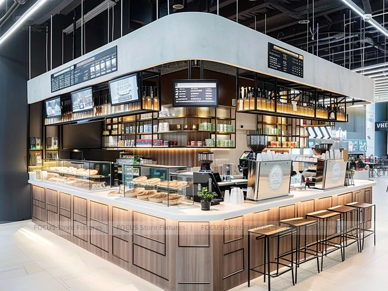 Black White Round Coffee Island Counter