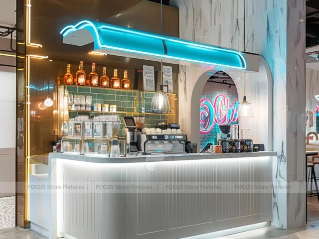 Black White Round Coffee Island Counter