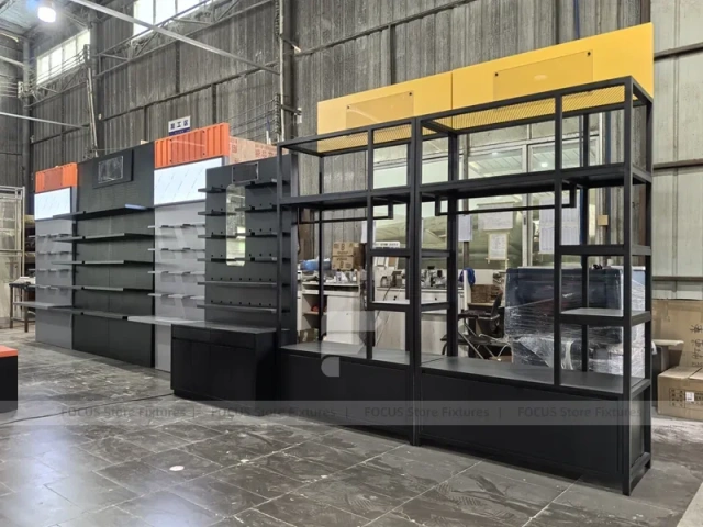 Black Yellow Modular Apparel Store Fixture Set