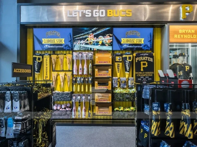 Black Yellow Pirates Fan Shop Wall Display System