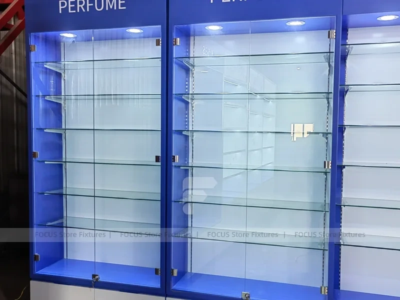 Blue Category Pharmacy Wall Shelving Fixture System