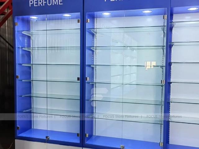 Blue Category Pharmacy Wall Shelving Fixture System