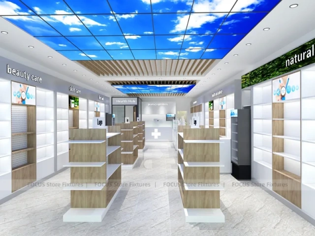 Blue Ceiling Natural Health Pharmacy Interior Fixture
