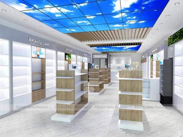 Blue Ceiling Natural Health Pharmacy Interior Fixture