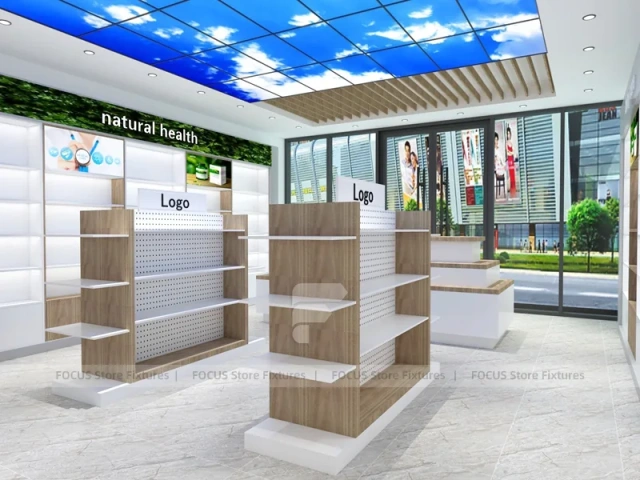 Blue Ceiling Natural Health Pharmacy Interior Fixture