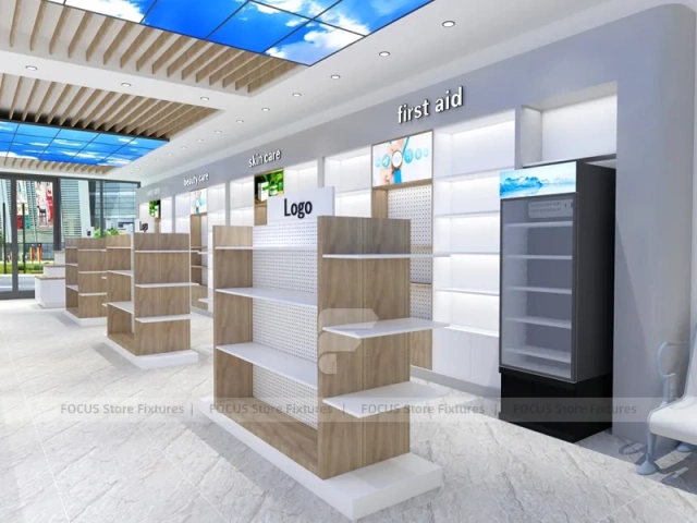 Blue Ceiling Natural Health Pharmacy Interior Fixture