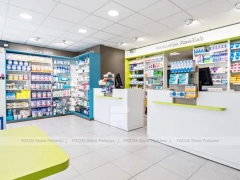Blue Glass Pharmacy Shelving and Gondola Layout