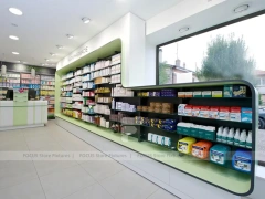 Blue Glass Pharmacy Shelving and Gondola Layout