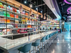 Blue Gold Beverage Bar Seating Layout