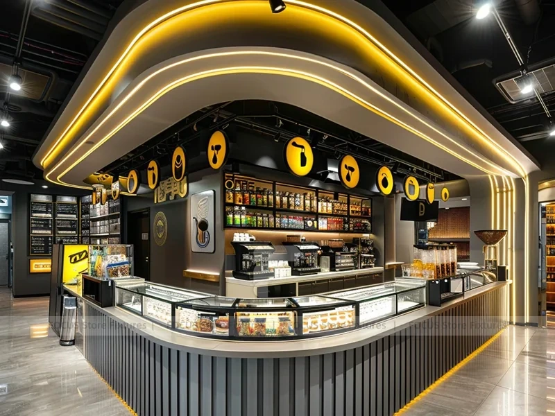 Blue Gold Beverage Bar Seating Layout
