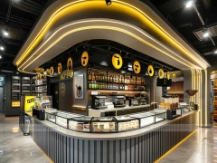 Blue Gold Beverage Bar Seating Layout