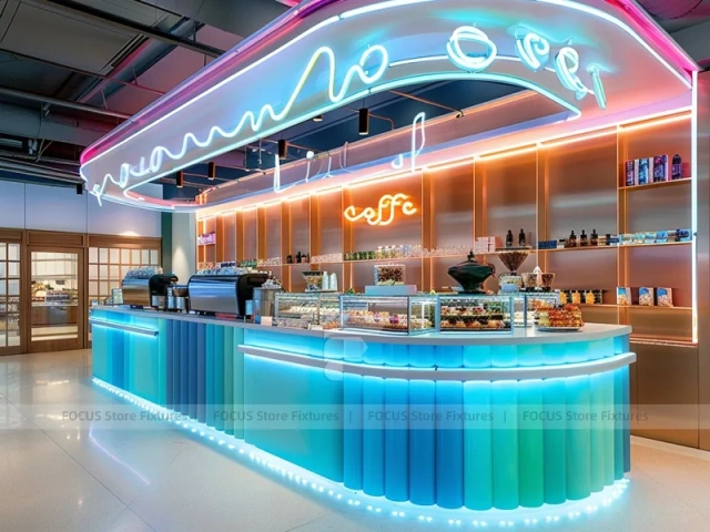Blue Neon Coffee Corner Counter