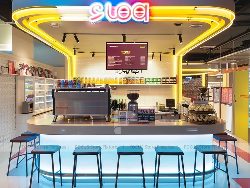 Blue Neon Coffee Corner Counter