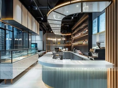 Blue Neon Coffee Wall Counter Layout