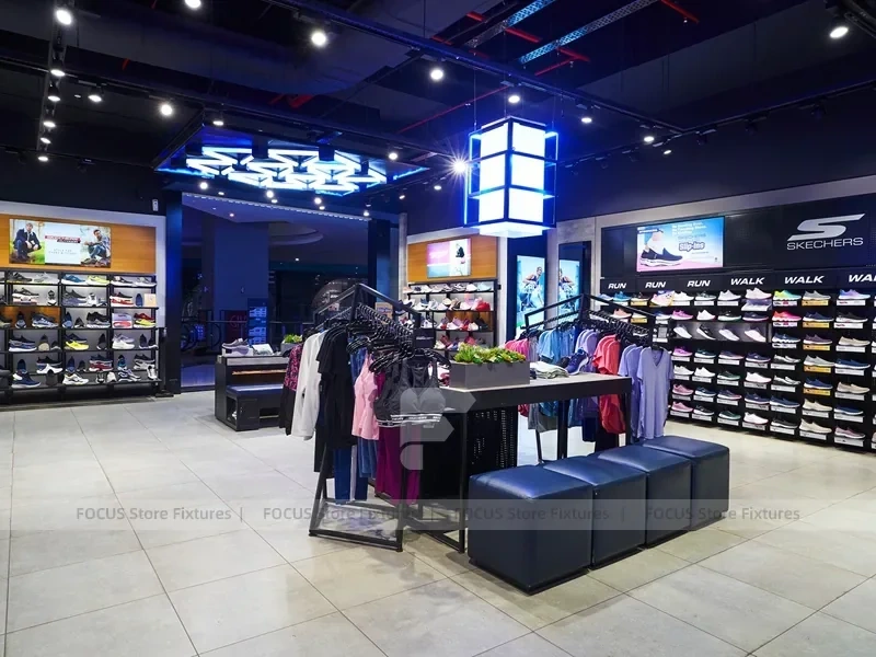 Blue Neon Sportswear Store Island Display