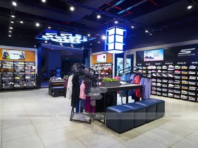 Blue Neon Sportswear Store Island Display