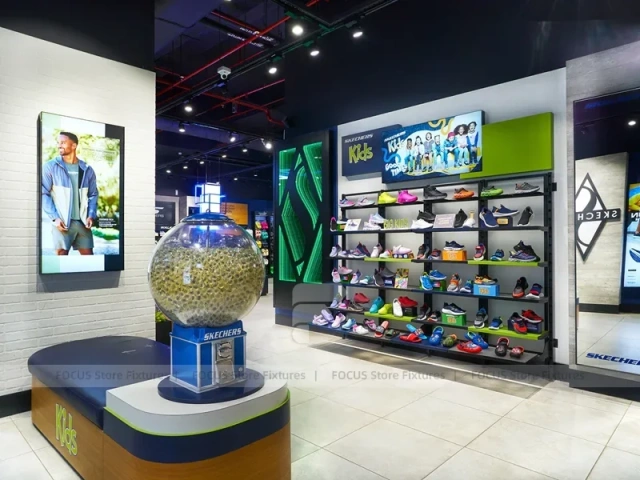 Blue Neon Sportswear Store Island Display