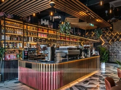 Blue Red Beverage Back Bar Layout