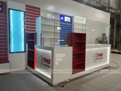 Blue Red Pharmacy Counter and Wall Display Fixture Set