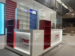 Blue Red Pharmacy Counter and Wall Display Fixture Set
