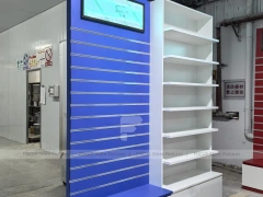 Blue Red Pharmacy Slatwall Shelving Fixture Set