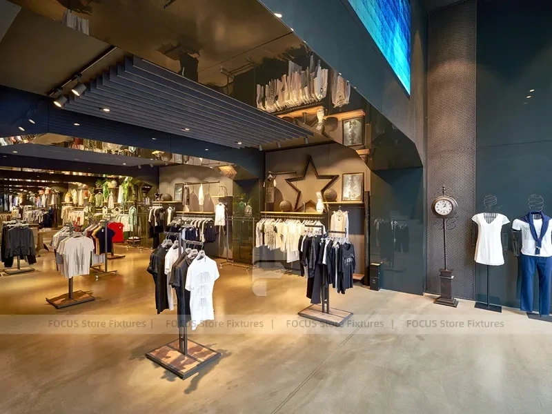Blue Sportswear Wall Shelving Display