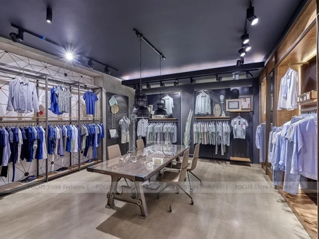 Blue Sportswear Wall Shelving Display