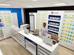 Blue Trim Pharmacy Consultation Counter and Shelving Office