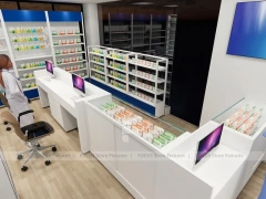 Blue Trim Pharmacy Consultation Counter and Shelving Office