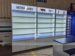 Blue Veterinary Pharmacy Wall Shelving Fixture Set