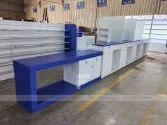 Blue Veterinary Pharmacy Wall Shelving Fixture Set