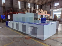 Blue White Pharmacy Checkout Counter and Gondola Fixtures