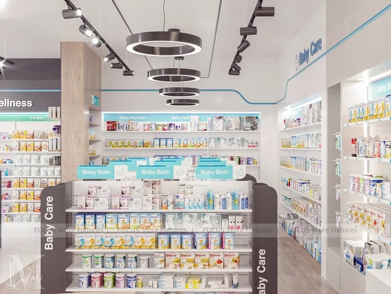 Body Essentials Pharmacy Beauty Wall Display Layout