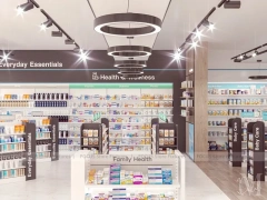 Body Essentials Pharmacy Beauty Wall Display Layout