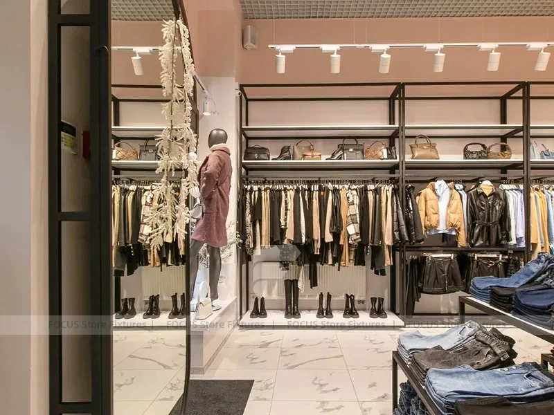 Boutique Apparel Wall Rack and Table Display