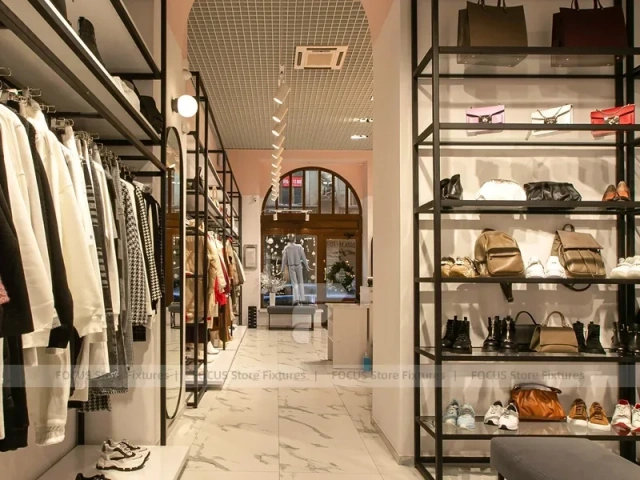 Boutique Apparel Wall Rack and Table Display