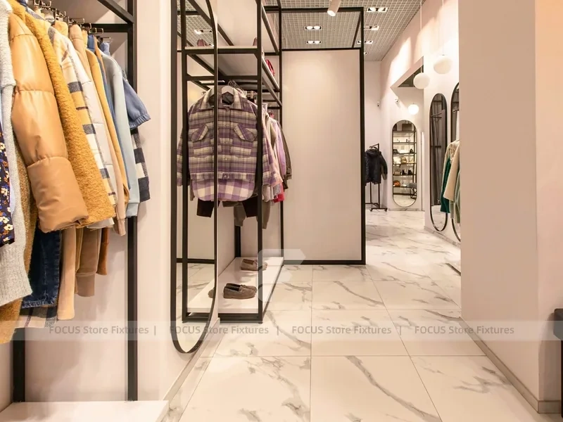 Boutique Apparel Wall Rack and Table Display