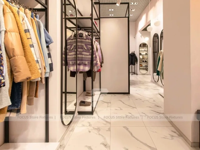 Boutique Apparel Wall Rack and Table Display