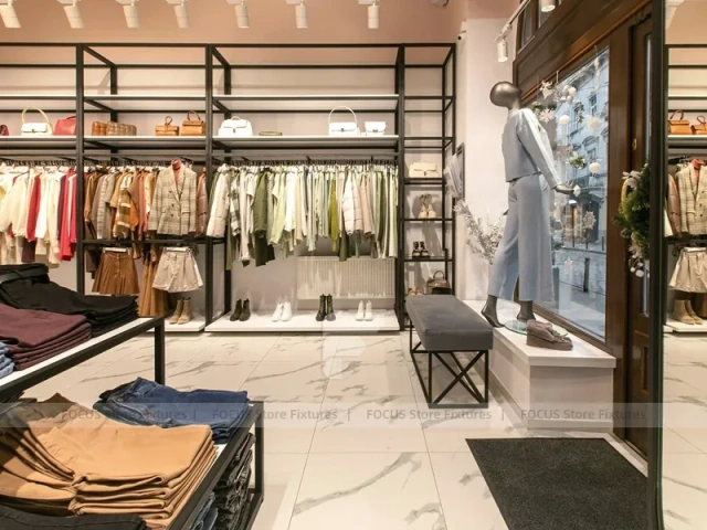 Boutique Apparel Wall Rack and Table Display