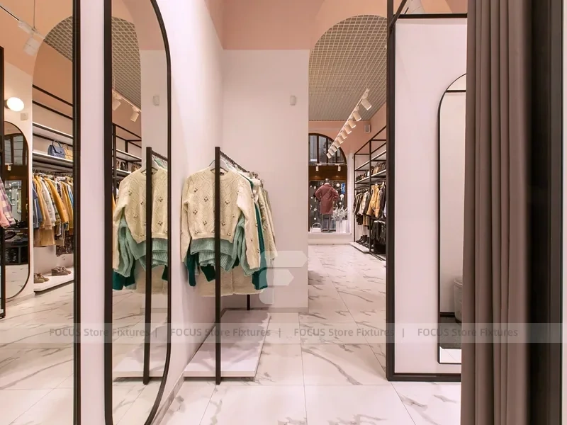 Boutique Apparel Wall Rack and Table Display