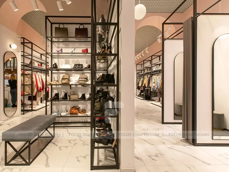 Boutique Apparel Wall Rack and Table Display